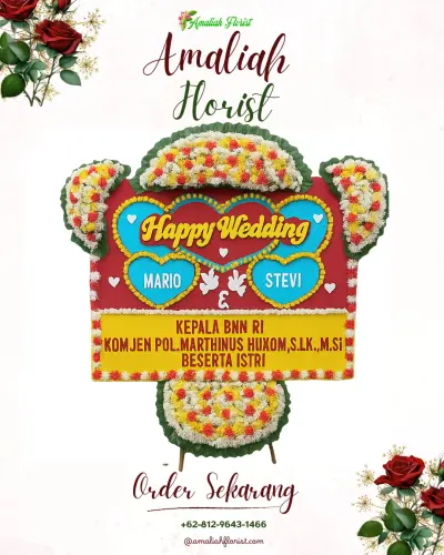 Karangan Papan Bunga Pernikahan di Pesaban